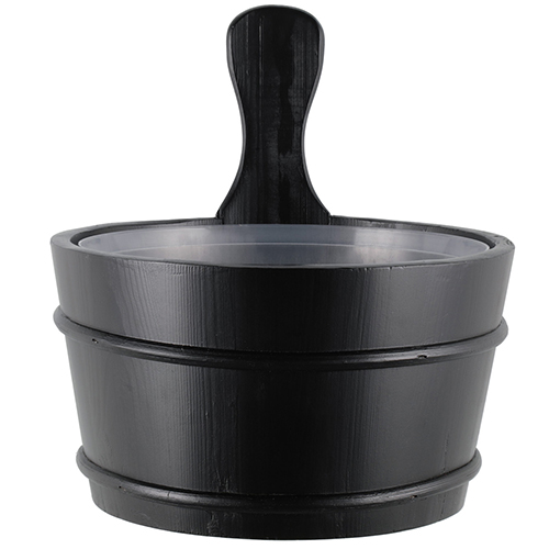 4Living Sauna Bucket with Plastic Liner, 4 Liter, Black Pine Wood