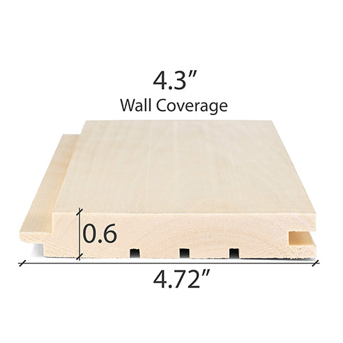 PROSAUNAS Sauna Wood, Aspen, 1x5 (15mm x 120mm), Wall Cladding, STS4 Profile, Nickel-Gap