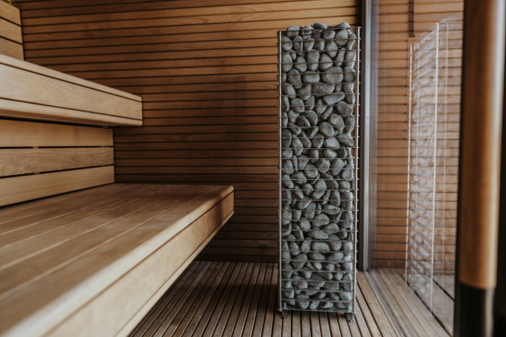 HUUM CLIFF heater in modern sauna interior