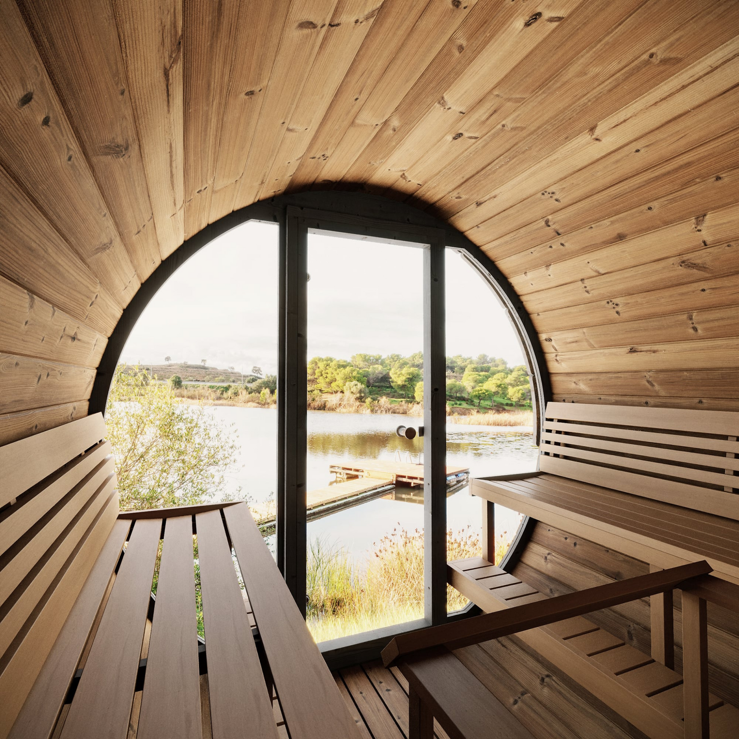 LUX Thermo-Spruce Barrel Sauna 6-Person