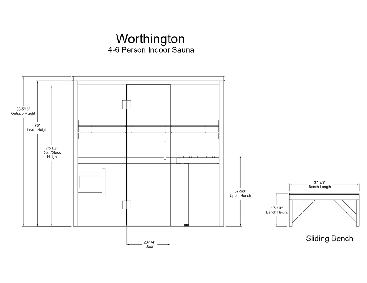 Worthington 4-6 Person Indoor Sauna - Indoor Saunas