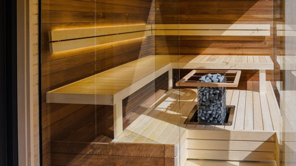 HUUM CLIFF heater recessed in sauna bench