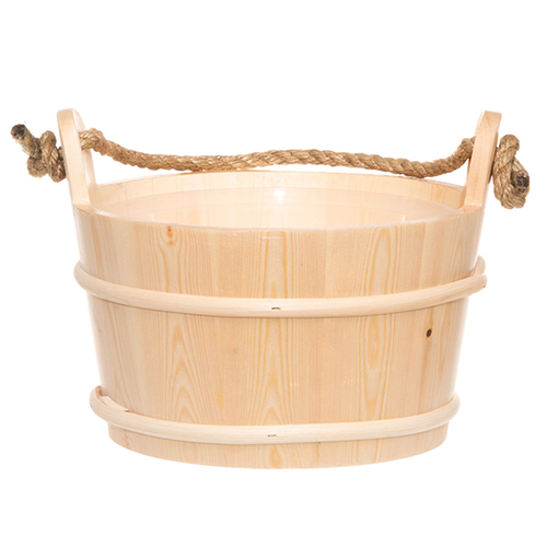 4Living Sauna Bucket with Plastic Liner, 4 Liter, Spruce Wood