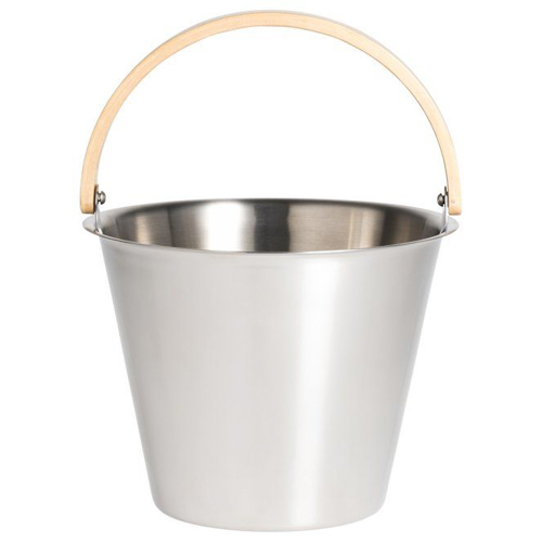Rento Harri Koskinen Sauna Bucket, Stainless Steel with Birch Handle