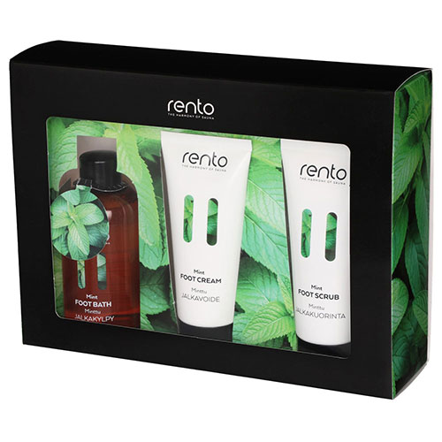 Rento Sauna Foot Care Gift Set, with Foot Bath, Scrub, and Cream, Mint