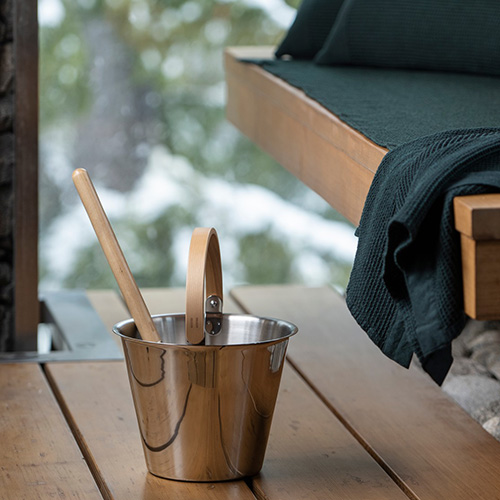 Rento Harri Koskinen Sauna Ladle, Stainless Steel with Birch Handle