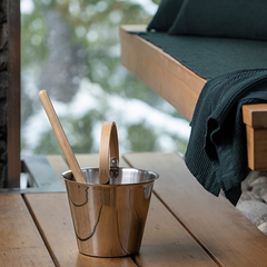 Rento Harri Koskinen Sauna Ladle, Stainless Steel with Birch Handle