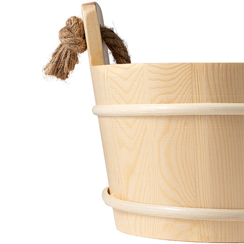 PROSAUNAS Sauna Bucket with Ladle and Rope Handle, 4 Liter, Pine Wood