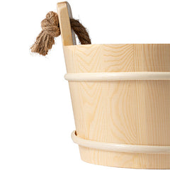 PROSAUNAS Sauna Bucket with Ladle and Rope Handle, 4 Liter, Pine Wood