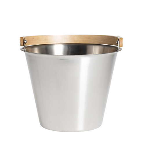 Rento Harri Koskinen Sauna Bucket, Stainless Steel with Birch Handle