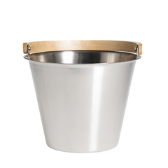 Rento Harri Koskinen Sauna Bucket, Stainless Steel with Birch Handle