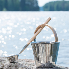 Rento Harri Koskinen Sauna Ladle, Stainless Steel with Birch Handle