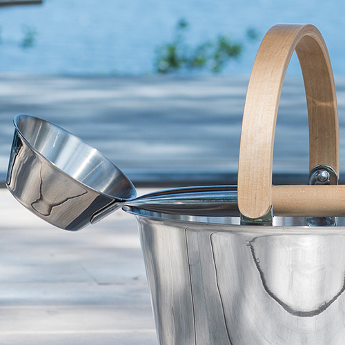 Rento Harri Koskinen Sauna Ladle, Stainless Steel with Birch Handle
