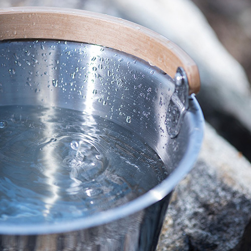 Rento Harri Koskinen Sauna Bucket, Stainless Steel with Birch Handle