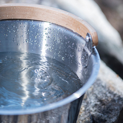 Rento Harri Koskinen Sauna Bucket, Stainless Steel with Birch Handle