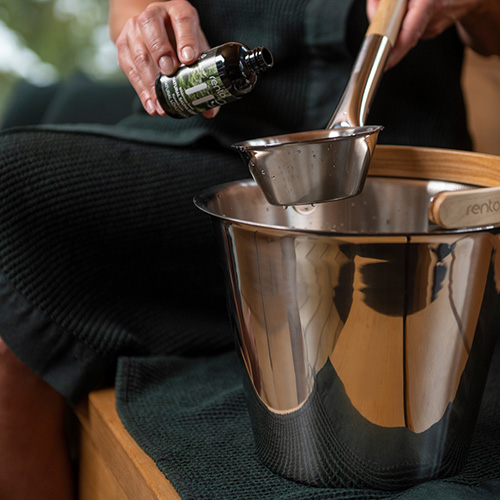 Rento Harri Koskinen Sauna Bucket, Stainless Steel with Birch Handle