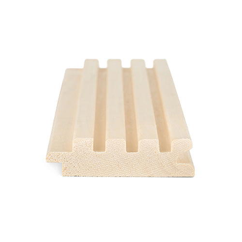 PROSAUNAS Sauna Wood, Aspen, 1x3 (15mmx60mm), Wall Cladding, Tongue & Groove, Fluted Slat