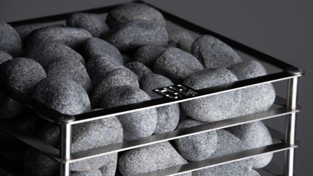 HUUM Cliff sauna heater stones in the stainless steel cage