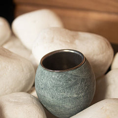 PROSAUNAS Sauna Aromatherapy Stone Cup with Stainless Steel Inlay