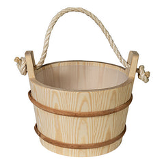 PROSAUNAS Sauna Bucket with Rope Handle, 4 Liter, Spruce Wood