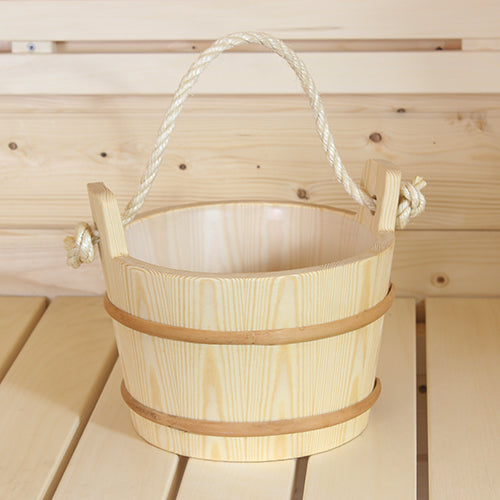 PROSAUNAS Sauna Bucket with Rope Handle, 4 Liter, Spruce Wood