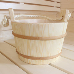 PROSAUNAS Sauna Bucket with Rope Handle, 4 Liter, Spruce Wood