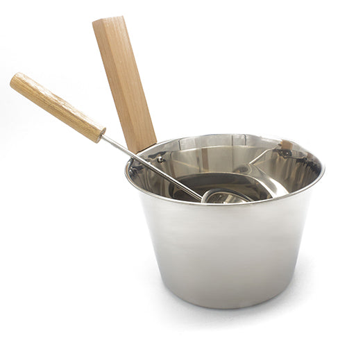 PROSAUNAS Sauna Bucket with Ladle, 1 Gallon, Stainless Steel