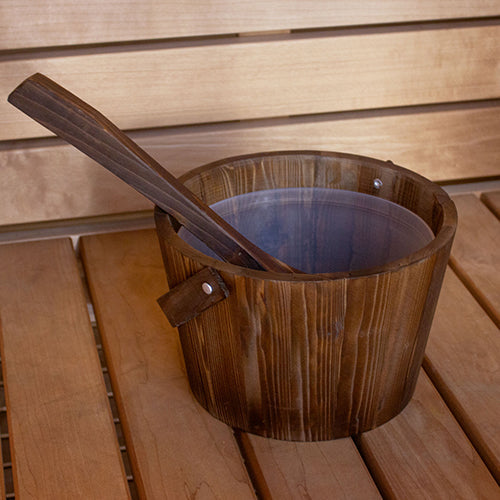 PROSAUNAS Sauna Bucket with Ladle, 1 Gallon, Spruce Wood