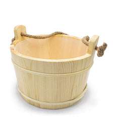 PROSAUNAS Sauna Bucket with Ladle and Rope Handle, 6 Liter, Pine Wood