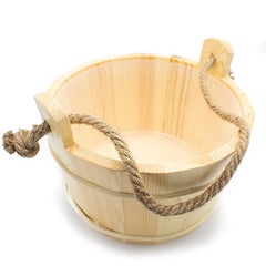 PROSAUNAS Sauna Bucket with Ladle and Rope Handle, 6 Liter, Pine Wood