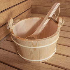 PROSAUNAS Sauna Bucket with Ladle and Rope Handle, 6 Liter, Pine Wood