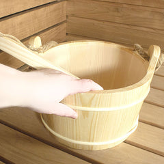 PROSAUNAS Sauna Bucket with Ladle and Rope Handle, 6 Liter, Pine Wood