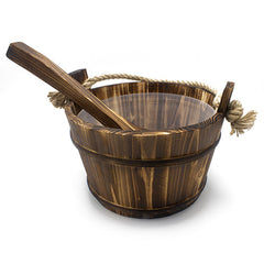 PROSAUNAS Sauna Bucket with Ladle and Rope Handle, 1 Gallon, Spruce Wood