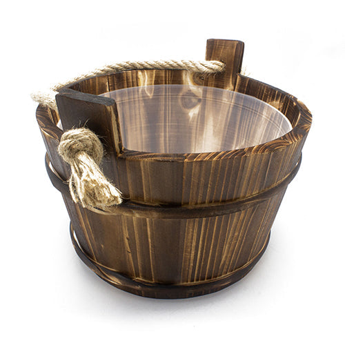 PROSAUNAS Sauna Bucket with Ladle and Rope Handle, 1 Gallon, Spruce Wood