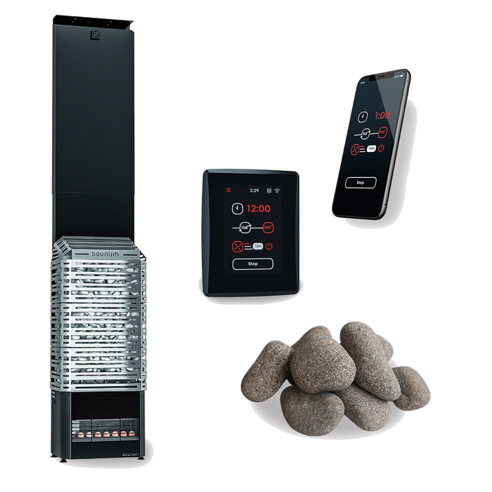 Saunum AIR sauna heater package with control and stones
