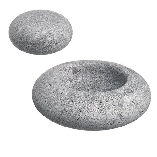 Soapstone Massage Stone Pair with Stone Base
