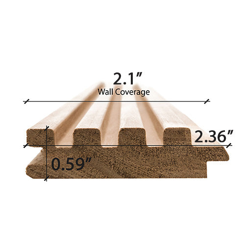 PROSAUNAS Sauna Wood, 1x3 Thermo-Aspen Tongue & Groove, Fluted Slat