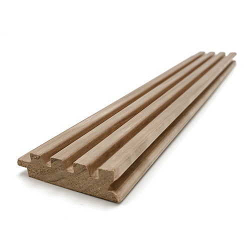 PROSAUNAS Sauna Wood, 1x3 Thermo-Aspen Tongue & Groove, Fluted Slat